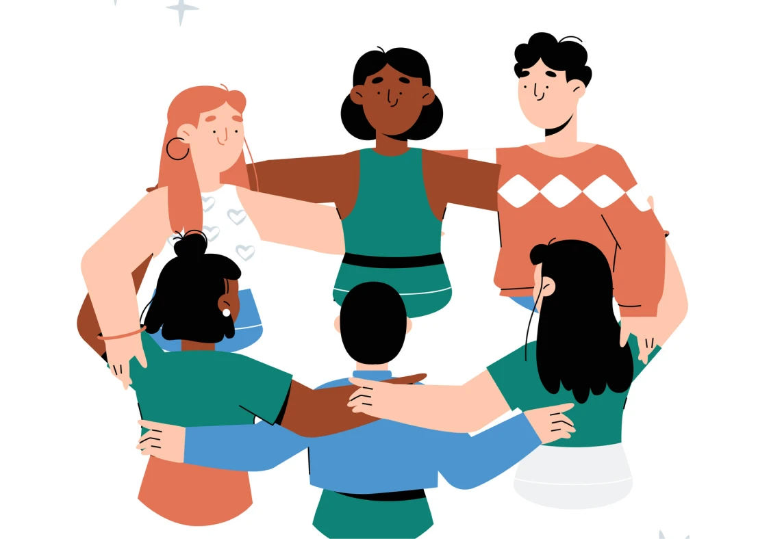 Diverse group hug illustration