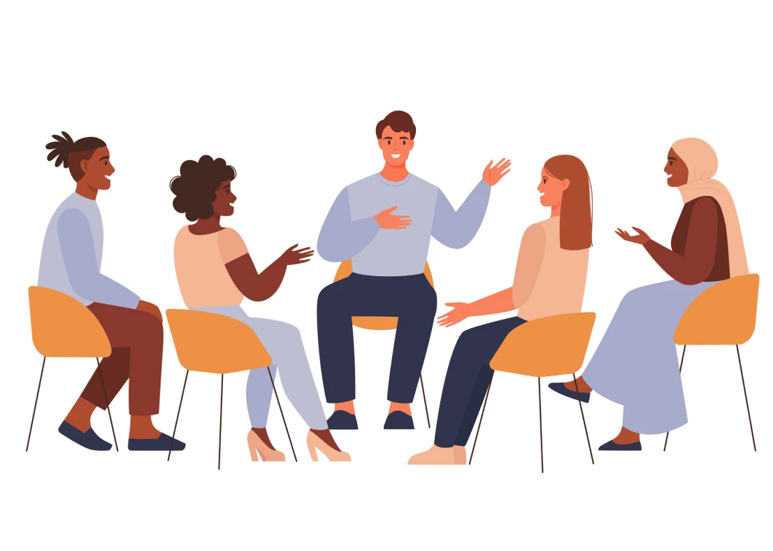 Diverse group having a meeting