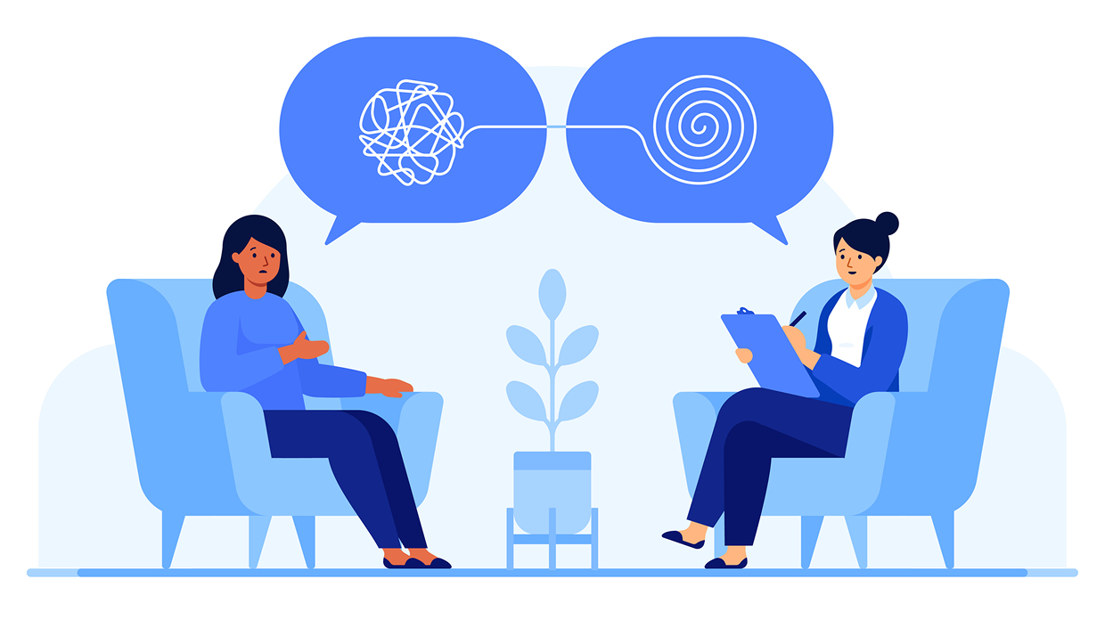 Therapist and patient discussing solutions