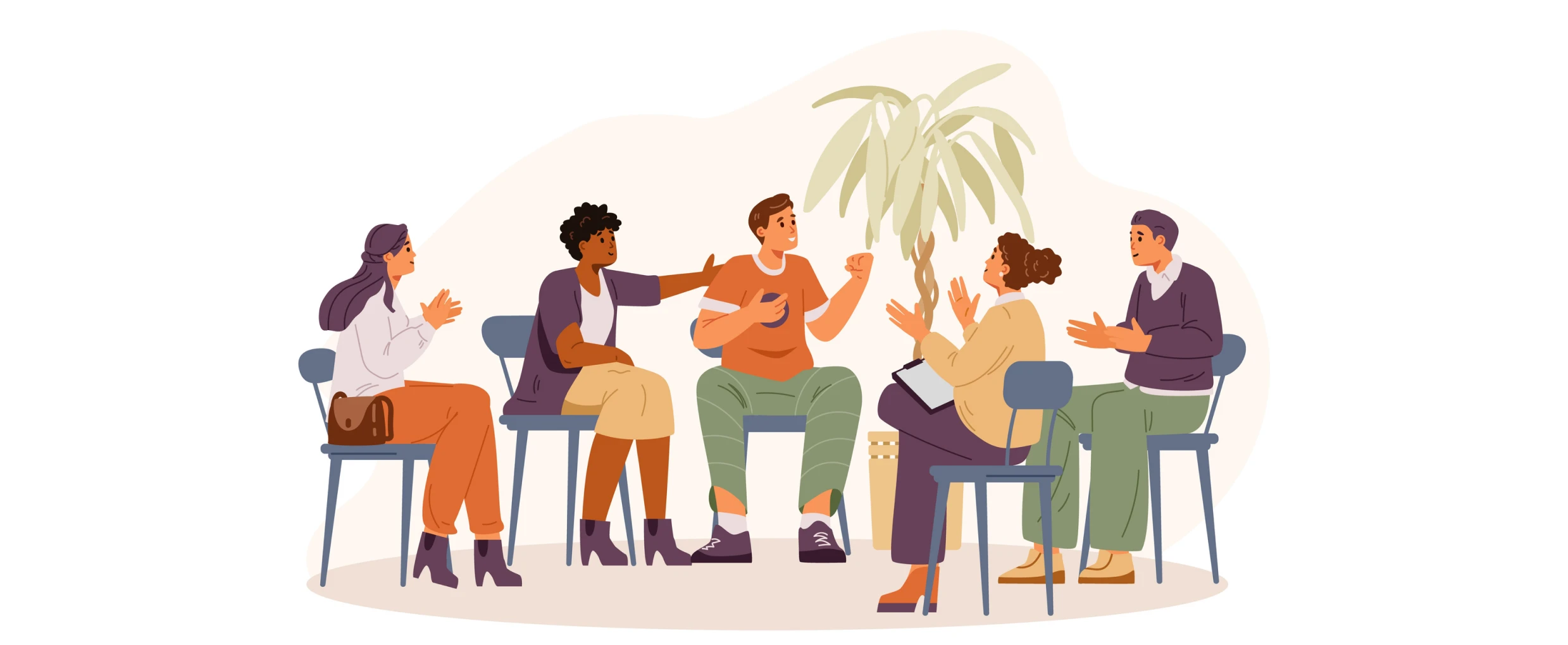 Team brainstorming in a circle